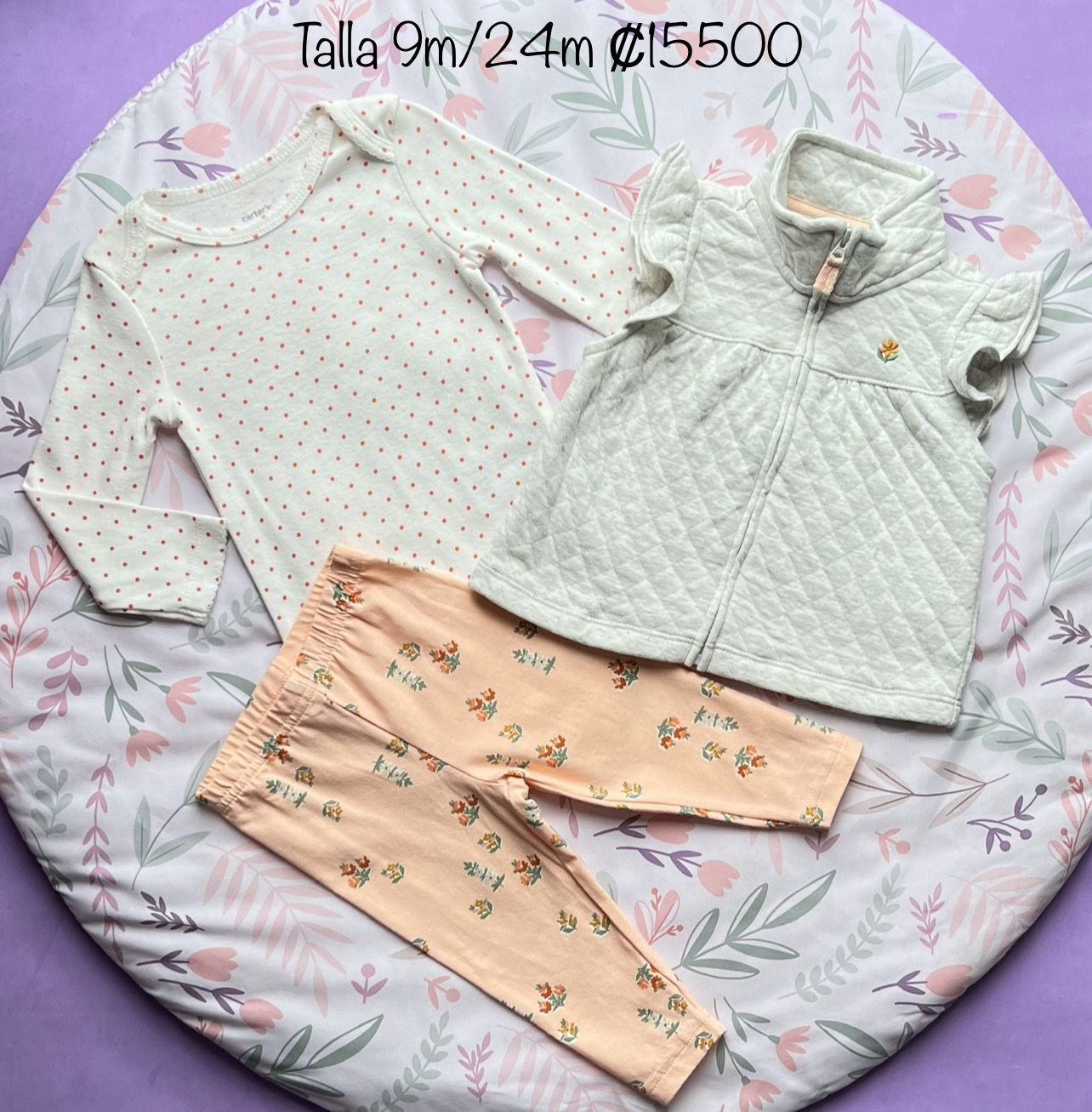 Set de niña de 3pzs de chaleco gris